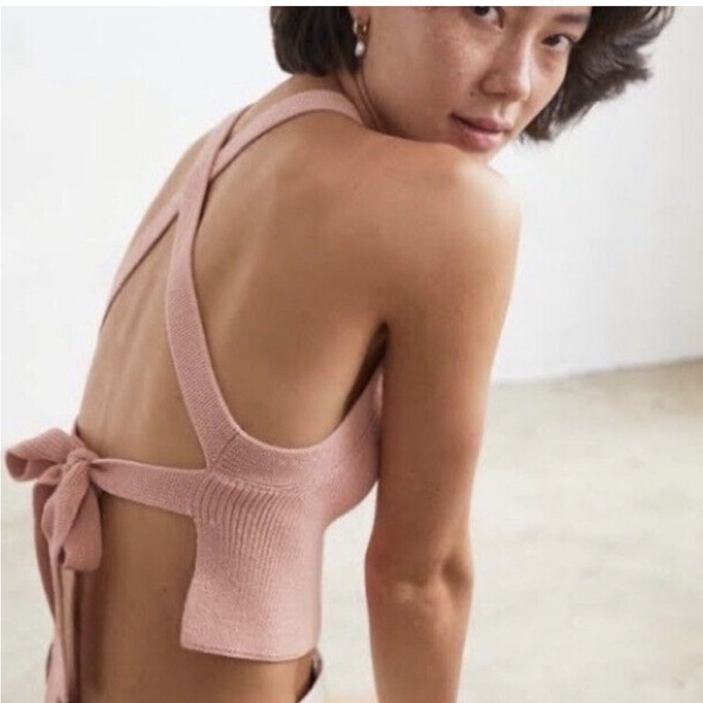 Aritzia Wilfred Cayenne Knit Open Back Crop Top - Picture 1 of 6